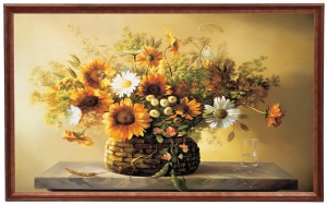 Reprodukce obrazu v dřevěném rámu, 60x100 cm – Květiny, Cezary Różycki
