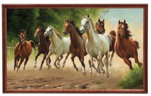 Reprodukce obrazu v dřevěném rámu, 60x100 cm – Paddock, Adam Lis