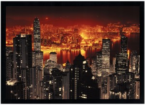 Moderní obrázek v černém rámu 70x100 cm - Hongkong