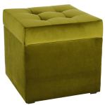 Moderní otevírací puf 45×45 cm z welvetové tkaniny v olivově zelené barvě