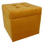 Moderní otevírací puf 45×45 cm z welvetové tkaniny v hořčicové barvě