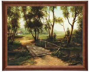 Reprodukce obrazu v dřevěném rámu, 40x50 cm - Starý most, Zygmunt Konarski