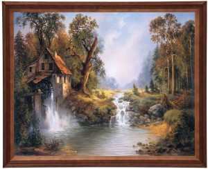 Reprodukce obrazu v dřevěném rámu, 40x50 cm - Starý mlýn, Cezary Różycki