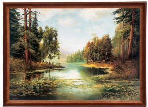 Reprodukce obrazu v dřevěném rámu, 50x70 cm - Krajina z Roztocze, Krzysztof Brocki