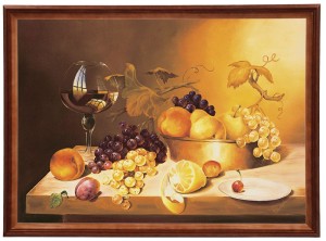 Reprodukce obrazu v dřevěném rámu, 50x70 cm - Zátiší se švestkou, E Misiewicz