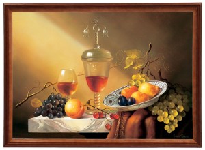 Reprodukce obrazu v dřevěném rámu, 50x70 cm - Martwa Natura I, Cezary Różycki