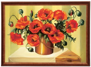 Reprodukce obrazu v dřevěném rámu, 50x70 cm - Poppies, E Misiewicz