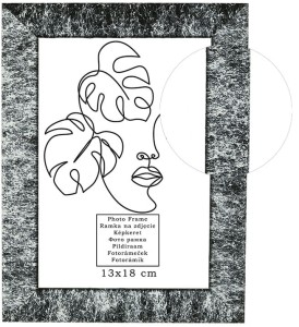 Fotorámeček 13x18 cm, dřevěný, černobílý, s mramorovým vzorem