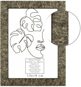 Fotorámeček 13x18 cm, dřevěný, zlatý, s mramorovým vzorem