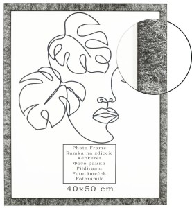 Fotorámeček 40x50, dřevěný, stříbrný, s mramorovým vzorem
