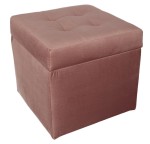 Moderní otevírací puf 45×45 cm z welvetové tkaniny v růžové barvě
