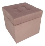 Moderní otevírací puf 45×45 cm z welvetové tkaniny v růžové barvě
