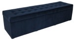 Moderní otevírací puf 45×160 cm z welvetové tkaniny v tmavě modré barvě
