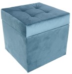 Moderní otevírací puf 45×45 cm z welvetové tkaniny v azurové barvě