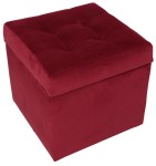Moderní otevírací puf 45×45 cm z welvetové tkaniny v červené barvě