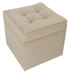 Moderní otevírací puf 45×45 cm z welvetové tkaniny v béžové barvě