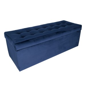 Moderní otevírací puf 45×120 cm z welvetové tkaniny v námořnické modré barvě