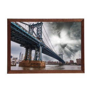 Moderní obrázek v hnědém širokém rámu 70x100 cm - Bridge 10