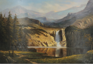 Originální olejomalba na plátně 65x100 cm Vodopád Lorens originál