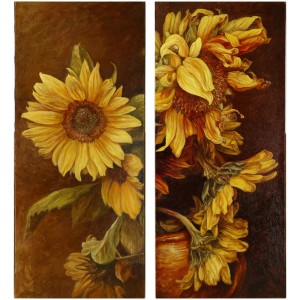 Originální olejomalba na plátně 70x30 cm Slunečnice od A. Karcz Originál