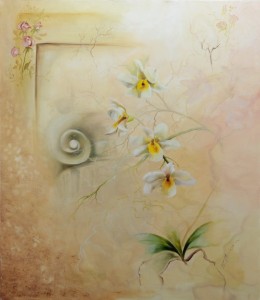 Oryginalny Obraz olejny na płótnie 70x80 cm Kwiaty na murze Misiewicz Oryginał