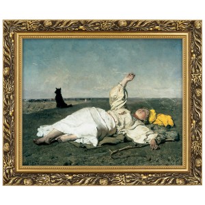 Reprodukce ve zlatém rámu 40x50 cm - Babie lata, Józef Chełmoński