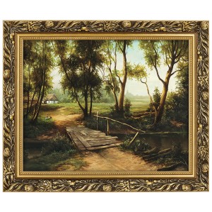 Reprodukce ve zlatém rámu 40x50 cm - Starý most, Zygmunt Konarski
