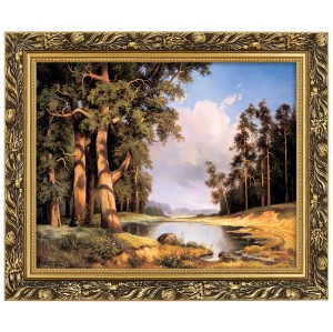 Reprodukce ve zlatém rámu 40x50 cm - Borovice, Cezary Różycki