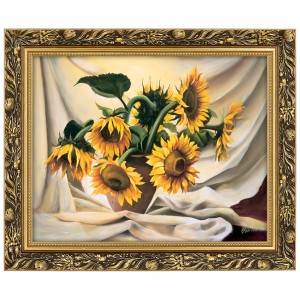Reprodukce ve zlatém rámu 40x50 cm - Slunečnice, E. Misiewicz
