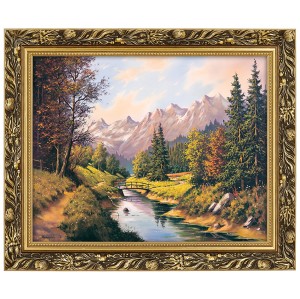 Reprodukce ve zlatém rámu 40x50 cm - Mostek III, Krzysztof Nowaczyński