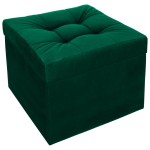 Moderní otevírací puf 45×45 cm z welvetové tkaniny v tmavě zelené barvě
