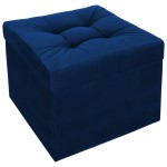 Moderní otevírací puf 45×45 cm z welvetové tkaniny v modré barvě