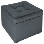 Moderní otevírací puf 45×45 cm z welvetové tkaniny v šedé barvě
