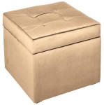 Moderní otevírací puf 45×45 cm z welvetové tkaniny v krémové barvě