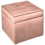 Moderní otevírací puf 45×45 cm z welvetové tkaniny v růžovém zlatě