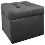 Moderní otevírací puf 45×45 cm z welvetové tkaniny v tmavě šedé barvě