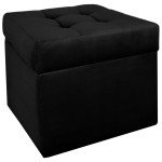 Moderní otevírací puf 45×45 cm z welvetové tkaniny v černé barvě