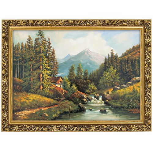 1. OBRAZ NAD POTOKIEM 673 W ZLOTEJ RAMCE MAKOWCE 50 cm x 70 cm przodem.jpg