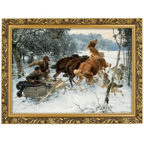 1. OBRAZ NAPAD WILKOW 6040 W ZLOTEJ RAMCE MAKOWCE 50 cm x 70 cm przodem.jpg
