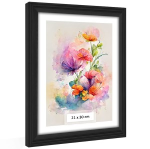 Dřevěná rámová lišta s frézováním v černé barvě, ideální na fotografie o rozměru 21×30 cm