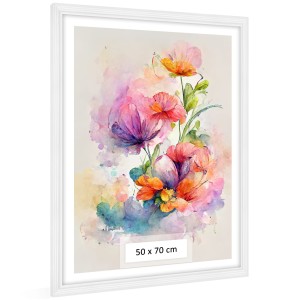 Dřevěná rámová lišta s frézováním v bílé barvě, ideální na fotografie o rozměru 50×70 cm