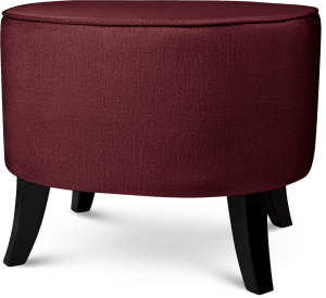 Čalouněný oválný puf 52×62×46 cm STŘEDNÍ ve vínové barvě