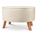 Čalouněný oválný puf 62×72×46 cm VELKÝ v barvě ecru