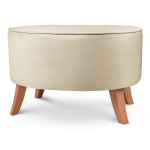 Čalouněný oválný puf 62×72×46 cm VELKÝ v béžové barvě