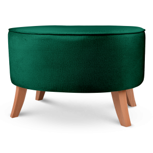Čalouněný oválný puf 62×72×46 cm VELKÝ v zelené barvě