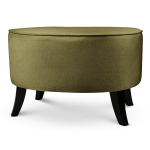 Oválný čalouněný puf 62×72×46 cm VELKÝ v olivově zelené barvě