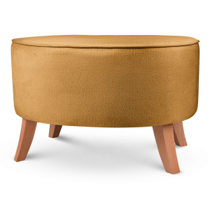 Čalouněný oválný puf 62×72×46 cm VELKÝ ve žluté barvě