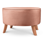 Čalouněný oválný puf 62×72×46 cm VELKÝ v meruňkové barvě