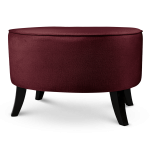 Čalouněný oválný puf 62×72×46 cm VELKÝ ve vínové barvě