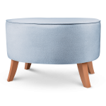 Čalouněný oválný puf 62×72×46 cm VELKÝ ve světle modré barvě